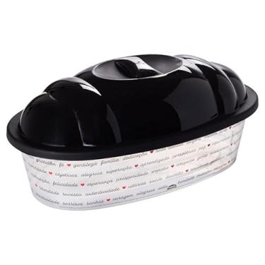 Imagem de Porta Pão Bolo Com Tampa Plástico Decorado Organizador De Cozinha Recipiente De Pães