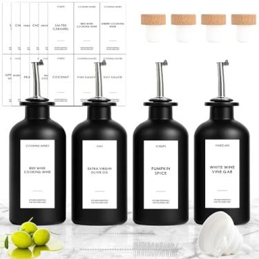 Imagem de GYOSUGANG Garrafa dispensadora de azeite de oliva para cozinha, dispensador de molho de soja com etiquetas, conjunto de dispensador de óleo de vidro e vinagre, dispensador de xarope de café
