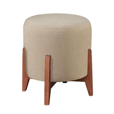 Imagem de Puff Banqueta Thor Luxo Madeira Maciça Castellar Móbile Linho Bege