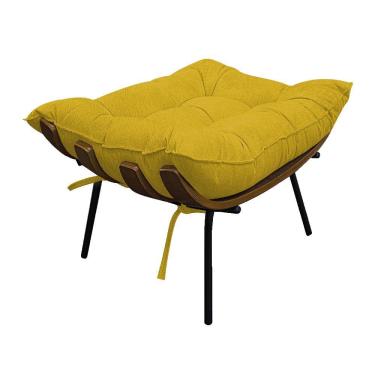 Imagem de Puff Decorativo Costela Base Fixa Suede Amarelo