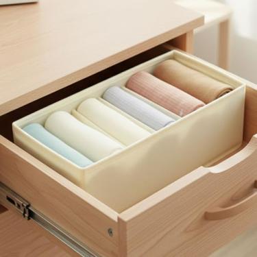 Imagem de Caixa organizadora de roupas dobrável com 6 grades, caixa de armazenamento de guarda-roupa com suporte de placa de polipropileno, para roupas íntimas, meias e camisetas, branca