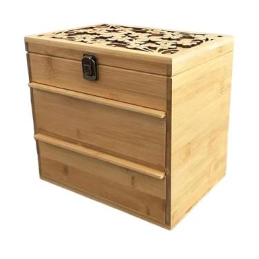 Imagem de Ysyqkn Expositor de Óleos Essenciais Rústico com 3 Camadas e Gaveta para, Banheiro, Escritório, Mesa de Cabeceira e Viagens.