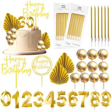 Imagem de Velas truques para bolos de aniversário, Tyotrbs 36 peças velas de aniversário, enfeites de bolo de feliz aniversário, decoração de bolo faça você mesmo, para homens e mulheres, aniversário de