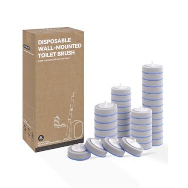 Imagem de LFBEAR Sistema de limpeza de vaso sanitário descartável – kit de varinha de vaso sanitário com 36 refis de alto desempenho, escova montada na parede e suporte para limpeza profunda do banheiro (contém