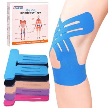 Imagem de IEADEN Fita cinesiológica pré-cortada para joelhos, 10 peças, nova, azul