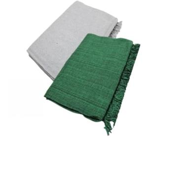 Imagem de Manta para Sofa Grande, Kit 2 Mantas Natal para Sofá 2,20 X 1,20m Gigante Algodão Protetor Decoração Natal(Cinza Neblina + Verde)