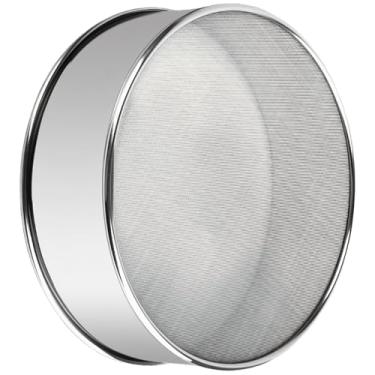 Imagem de Peneira inoxidável para assar farinha de aço, peneira de malha fina de 28 cm / 28 cm, resistente, peneiramento de fermento para uma ótima farinha e leite de soja, inclui escova de limpeza