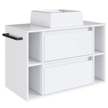 Imagem de Gabinete Para Banheiro 01 Porta 01 Gaveta 80cm Branco Proddy