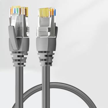 Imagem de Cat 6 Ethernet Cable - Flat LAN Wire for Indoor Outdoor Use, Supports 10Gbps Speed, Compatible with Router, Modem, Switch, Gaming Console, Streaming Device, 3.3FT, Gery