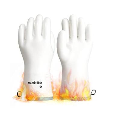 Imagem de Wahoo Luvas de forno de silicone líquido, grau de contato com alimentos, luvas resistentes ao calor para cozinhar, grelhar, assar, brancas, M/8