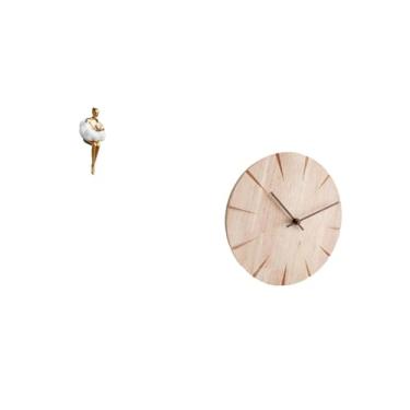 Imagem de Fenteer Escultura de Estatueta de em Nuvem de Resina Estética com Design de Arte Abstrata Criativa E Relógio de Parede Silencioso de Madeira Maciça Par