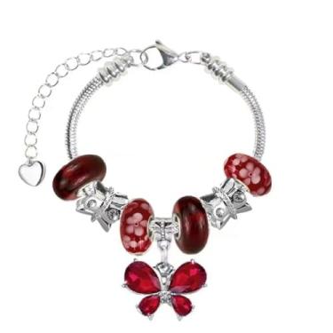 Imagem de White Birch Conjunto de pulseiras Pandora com pingentes, ideias de presentes para meninas adolescentes, ajustável, 17 a 21 cm, joias de borboleta e flor, 8 3 inch, Vidro