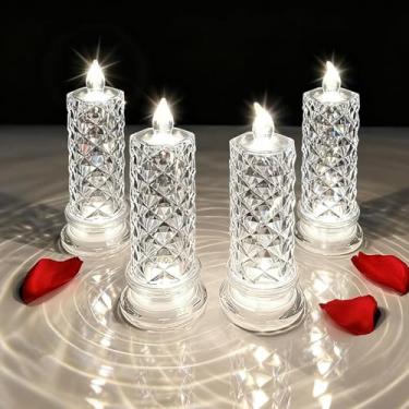 Imagem de Velas de LED sem chama com sombra rosa, luzes de pilar de cristal para decoração de casa de casamento, Natal, funcionamento a pilhas, seguro, brilho romântico (4)