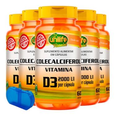 Imagem de Vitamina D3 - Colecalciferol Unilife 60 Cápsulas 5un + Porta Cápsulas