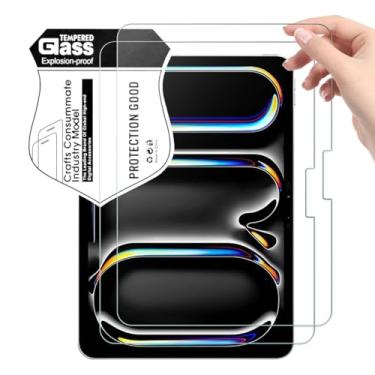 Imagem de Pacote com 2 protetores de tela para iPad Pro de 11 polegadas 2022/2021/2020 (4ª/3ª/2ª geração) protetor de tela de vidro temperado, compatível com ID facial e Apple Pencil, ultrarresistente