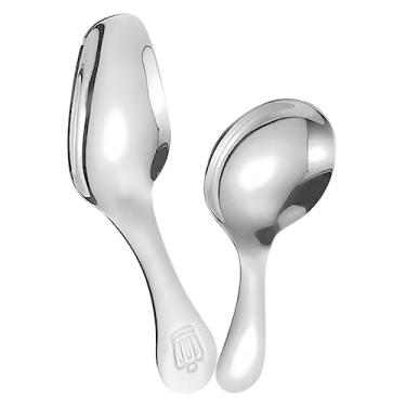 Imagem de 2 colheres de sobremesa de aço inoxidável multiuso pequenas colheres de gelo para condimentos de pudim e chá, acessório doméstico portátil