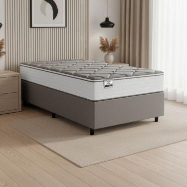 Imagem de Cama Box Solteiro Real Max Force Softgel 88x188x65cm - Suporta Até 200 Kg Branco/Cinza
