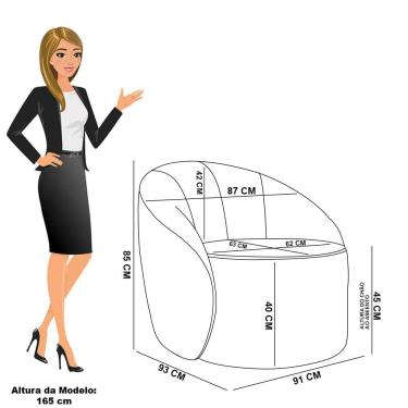 Imagem de Poltrona Sala Orgânica Kit 2 Lua Giratória Sintético Pu Preto/bouclê D03 - D'rossi Cor Terra