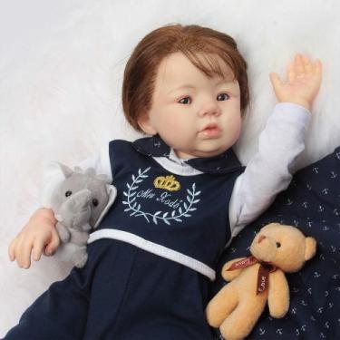 Imagem de Bebê Reborn Realista Menino Cabelo Implantado Fio a Fio - Cegonha Rebo