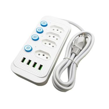 Imagem de Extensão Elétrica 4 Tomadas 4 USB 2m - A197(4 UNI)