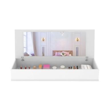 Imagem de Penteadeira Suspensa com Espelho 70cm para Quarto Feminino e Maquiagem(Branco)