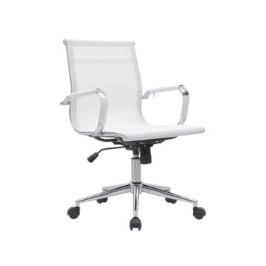 Imagem de Cadeira Escritório Presidente Giratória Ergonômica Charles Premier Tela Mesh, Estrutura Cromada, Mecanismo Relax Branca