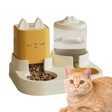 Imagem de Conjunto de dispensador de comida e água para gatos, comedouro automático para cães e água - Recipiente para alimentos com dispensador automático de 2 em 1,Alimentador para animais de