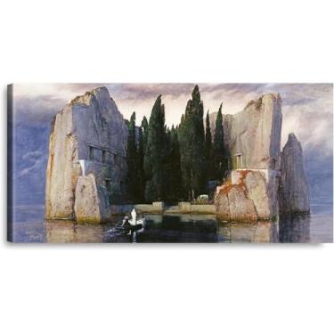 Imagem de SDYJ6GSW A Ilha dos Mortos por Arnold Böcklin Decoração de parede Giclee impressões de arte de parede pinturas a óleo reprodução de obras de arte para decoração de escritório doméstico Moldura de 100