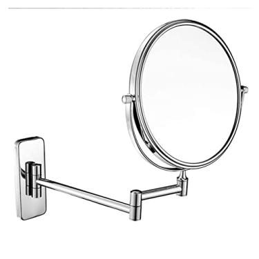 Imagem de LMJYU Espelho de maquiagem criativo europeu espelho de maquiagem 20 cm para banheiro pendurado na parede espelho dobrável dupla face