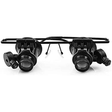 Imagem de uhyOHF Lupa de faixa de cabeça, lupa digital portátil, lupa de faixa de cabeça - com luz LED - Zoom portátil de alta ampliação 20X - para trabalho próximo/leitura/reparo/hobbies de fabricação de joias