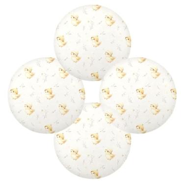 Imagem de Wassud Jogo americano conjunto de 4 tapetes redondos de pássaros fofos para cozinha e jantar, tapetes laváveis e resistentes ao calor, decoração de mesa 39 cm