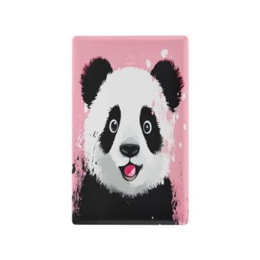 Imagem de Wassud Placa de cobertura de interruptor de luz panda, 1 capa de tomada em branco placa de parede decorativa decoração de casa sala de estar quarto