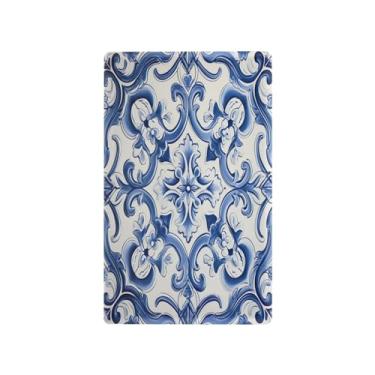 Imagem de Wassud Placa de cobertura de interruptor de luz de azulejo azul, 1 capa de tomada em branco placa de parede decorativa decoração de casa sala de estar quarto