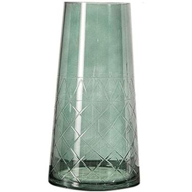 Imagem de YYBOES Vaso de vidro para vasos de flores, mesa, arranjo de flores de vidro transparente, decoração de casa, borda dourada, vida floral, brilhante, design de cor neutra, frasco de vidro (cor: A) para