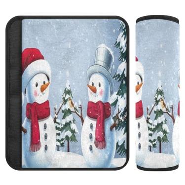 Imagem de Burbuja Capa para cinto de segurança de carro Snowmen Protetor de cinto de segurança de carro macio confortável para alça de ombro de assento, 1 par médio