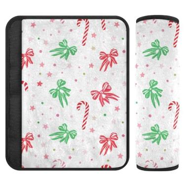 Imagem de Burbuja Capa para cinto de segurança de carro com arco de bengala doce, macio, confortável, protetor de cinto de segurança para alça de ombro de assento, 1 par médio