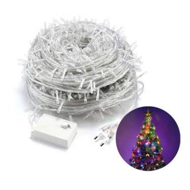 Imagem de Pisca Natal Decoração Enfeites 10m Led Colorido Cordão Natal - Pisca L