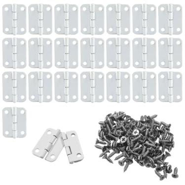 Imagem de Murtenze 24 peças de dobradiça, dobradiças de metal dobráveis de 2,5 cm x 3/10.2 cm com parafusos para armário de porta de armário, joias, caixa de madeira (branca)