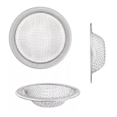 Imagem de Ralo de Pia Telinha 7cm Aço Inox Borda Aluminio Qualidade Premium Coletor de Resíduos para Cozinha Tanque Lavanderia Antientupimento Durável Não Enferruja