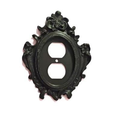 Imagem de Placa de tomada decorativa vintage gótica preta - Detalhe de decoração de casa impresso em 3D (estilo 1)