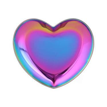 Imagem de Cuofyunl placa de exibição de arte em unhas, aço inoxidável, formato de coração, maquiagem cosmética, dicas de manicure, paleta de mistura de cores (Colorida)