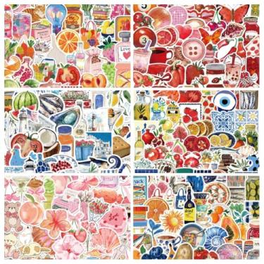 Imagem de 300 peças adesivos de frutas de sardinha, adesivos de diário de bala mediterrânea, adesivos de vegetais à prova d'água de vinil para garrafa de água e laptop diário