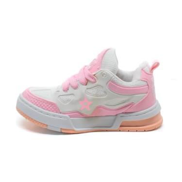 Imagem de Tênis Infantil Skate Sneaker para Menino e Menina Confortável Antiderrapante para Escola (Pink e Rosa, BR, Criança de 4 a 8 anos, Numérico, 29)