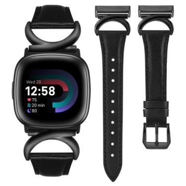 Imagem de Pulseira de relógio Minyee Leather compatível com Fitbit Versa 4/3/Sen