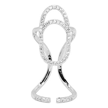 Imagem de SIWOTED Anel de unha seguro ajustável e elegante, decorações de joias para festas de casamento (3048 platina)