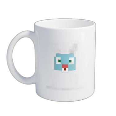 Imagem de Caneca Xícara de Café Porcelana 300ml com Desenho de Coelho em Arte de Pixel