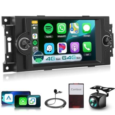Imagem de Estéreo automotivo Android 4G + 64G para Dodge Ram 1500 06-08, Chrysler 300C 05-07, Chrysler PT Cruiser, Jeep Grand Cherokee, Carplay sem fio, Android Auto, 15,7 cm para Dodge Ram Radio para Jeep