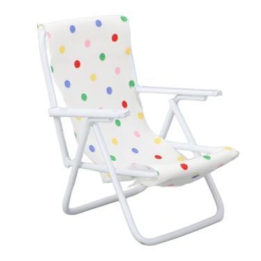 Imagem de Cryfokt Cadeira de Praia Em Miniatura Realista, Estrutura de Metal Leve, Dobrável, Casa de Bonecas, Cadeira de Banho de Sol para Adultos e Crianças, Estrutura de Metal (Tipo de ponto colorido)