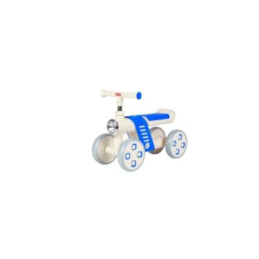 Imagem de Mini Bike Infantil de Equilíbrio 4 Rodas com Luzes, Azul com Bege, Plástico, 41x50x20cm, 10 Meses a 4 Anos, Capacidade 30kg