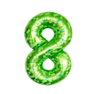 Imagem de Balões gigantes verdes de 101 cm, número 8, balões grandes, 8º balões temáticos de videogame, decoração de festa